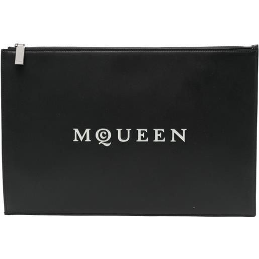 Alexander McQueen clutch con logo - nero