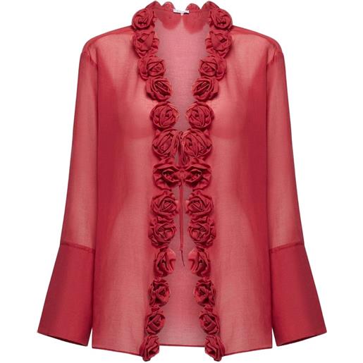 Oséree blusa semi trasparente con decorazione - rosso