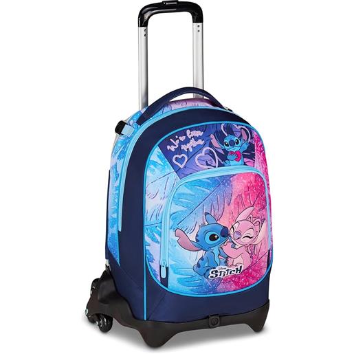 Stitch seven trolley lilo & Stitch scuola jack 3 ruote, blu, zaino con carrello sganciabile da 33 litri