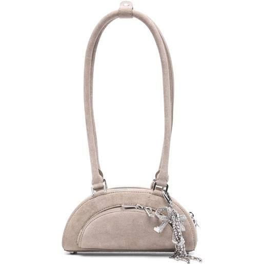 Self-Portrait borsa mini in pelle scamosciata - grigio