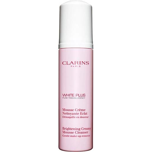 Clarins white plus mousse crème nettoyante eclat 150 ml detergente illuminante schiarente per il viso flacone tutti i tipi di pelle