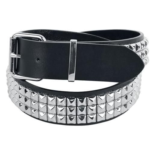 Black Premium by EMP unisex cintura nera con tre file di borchie 105 cm