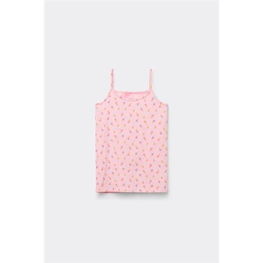 Tezenis canotta spalline sottili scollo tondo in cotone stampato bimba bambina rosa