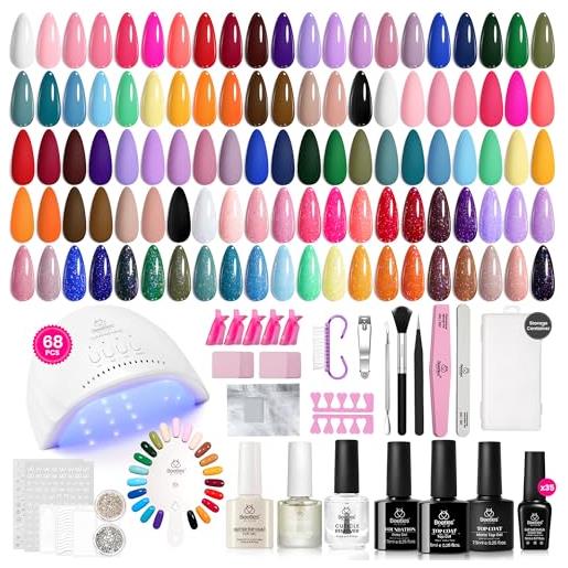 beetles Gel Polish smalto per unghie in gel uv beetle emotioal sectrum, set da 68 pezzi, 35 colori con smalto opaco glo, idea regalo per donna