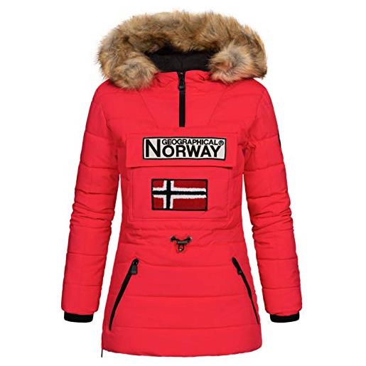Geographical Norway belinda lady - parka caldo da donna con cappuccio in pelliccia passamontagna invernale fodera calda da donna alla moda (rosso xl)