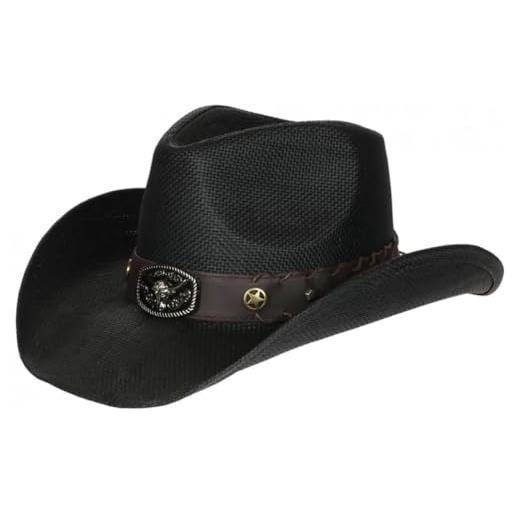 Nyls Création cappello country nero in paglia western qualite prestige nashy - taglia: taglia unica - colore: nero - misto, nero , taglia unica