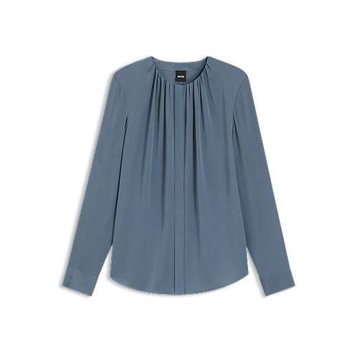BOSS camicetta regular fit senza collo in seta elasticizzata, blu