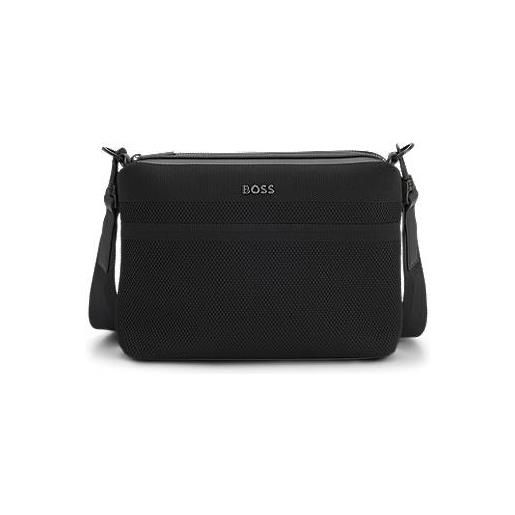 BOSS borsa a tracolla con lavorazione a maglia, nero