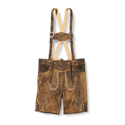 Isar-Trachten - pantaloni corti in pelle per bambini con ricami in rovere, colore: marrone rovere (marrone) con supporto. 80 cm