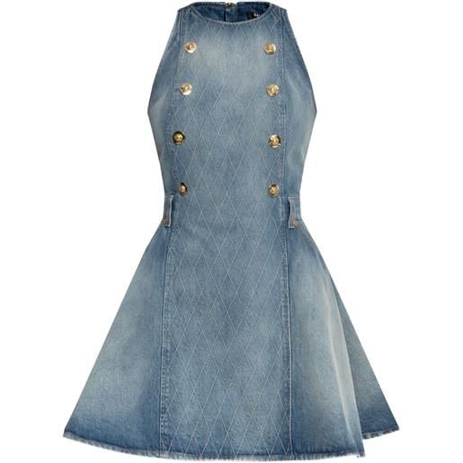 Balmain abito denim con bottoni - blu
