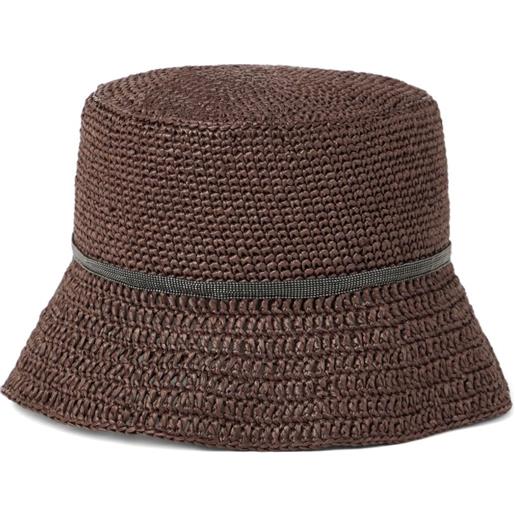 Brunello Cucinelli cappello bucket con decorazione monili - marrone