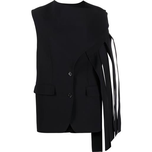 Burberry canotta asimmetrica con frange - nero