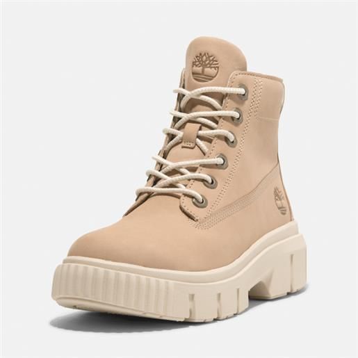 Timberland - stivale stringato greyfield mid da donna in beige chiaro, donna, beige, taglia: 36