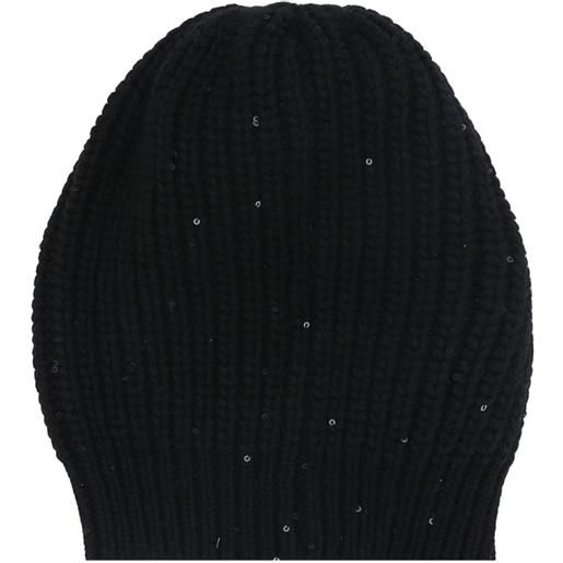 Brunello Cucinelli sequined rib knit beanie - nero