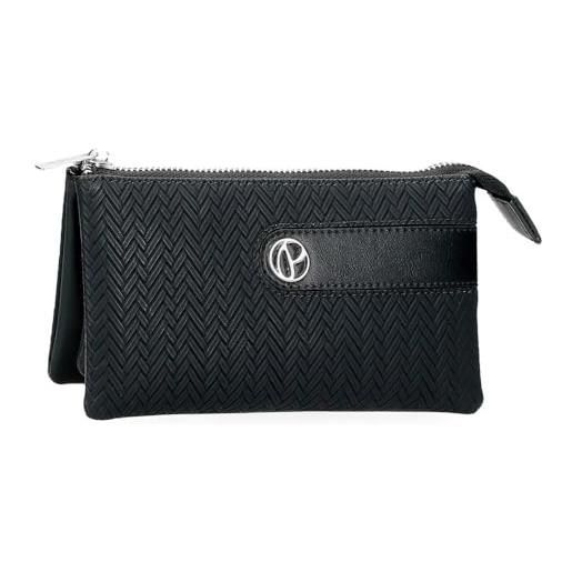 Pepe Jeans Dual Portafoglio Uomo In Pelle: Nero, Piccolo E Funzionale Con Portamonete, 11x7x1,5 Cm, By Joumma Bags