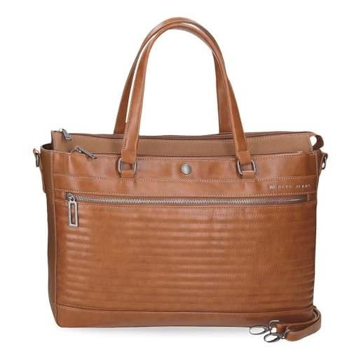 Pepe Jeans biker borsa per laptop 15,6 pollici marrone 42x27x11 cm poliestere con dettagli in pelle sintetica by joumma bags, marrone, taglia unica, borsa per computer portatile