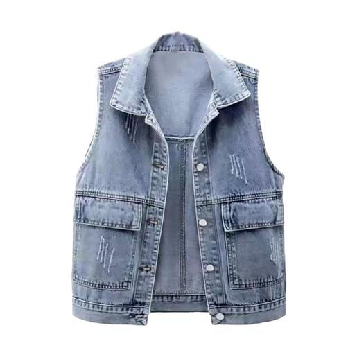 Generic gilet in denim da donna taglie forti gilet da donna uk con bottoni giacca casual in denim con tasche cardigan estivi lunghi vestiti estivi casual denim taglia 22 cardigan cardigan estivo cardigan