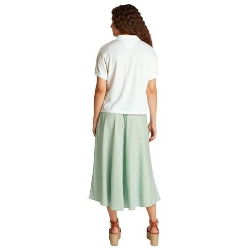 Tommy Hilfiger donna maglietta polo maniche corte lyocell relaxed senza bottoni, blu (dark night navy), l