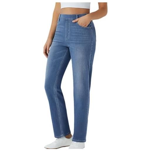 shownicer jeans donna vita alta pantaloni larghi casual jeans baggy elasticizzati vita jean curvy a blu3 xxl