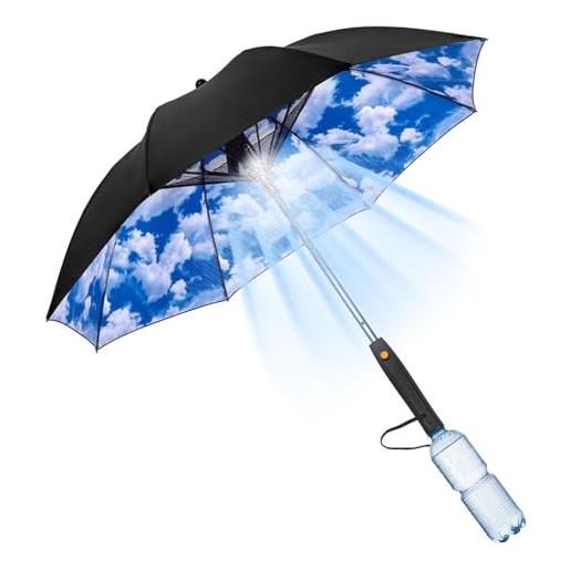 Domhanico ombrello con ventilatore 3 in 1, nebbia spray e mister uv - estivo ricaricabile usb