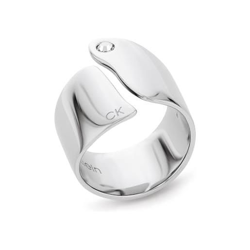 Calvin Klein anello da donna collezione ck cherished in acciaio inossidabile con un cristallo - disponibile in versione oro o argento