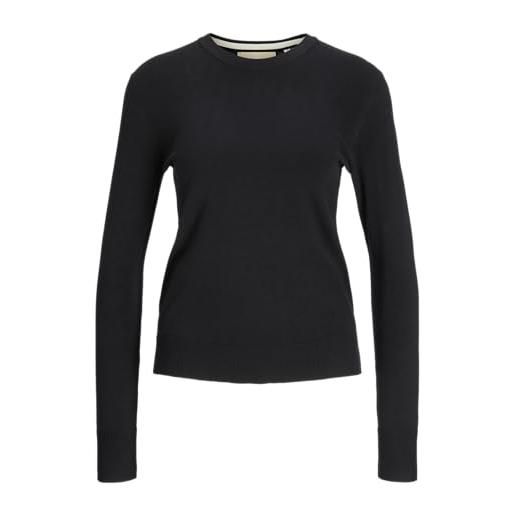 JJXX jxcara comfy crew neck knit maglietta a maniche lunghe, black/detail: /fog, l donna