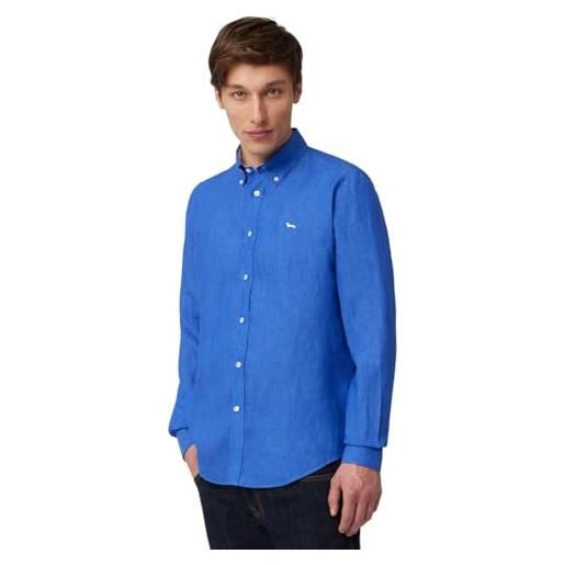 Harmont & Blaine harmont&blaine camicia uomo in lino manica lunga crn014010883b 8055168715190 - blu blu scuro 828