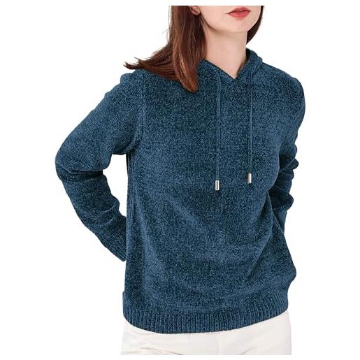 Simple&Opulence maglie da donna, cappuccini di chenille per signore, maglie casual a maniche lunghe in pizzo, taglia s, nero