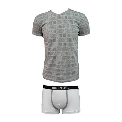 JUVENTUS coordinato ragazzo boxer + t-shirt scollo v cotone elasticizzato prodotto ufficiale juve art. Ju12055 (12 anni, grigio)