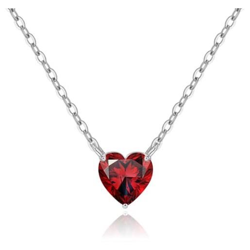Collana Cuore In Argento 925 Con Zirconi Per Donna - Regalo Romantico Per Fidanzata, Moglie, Compleanno, San Valentino, Con Scatola E Dedica