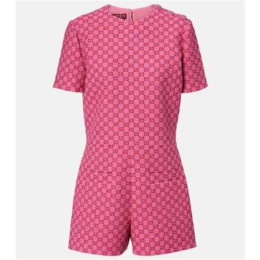 Gucci jumpsuit corta in misto cotone gg