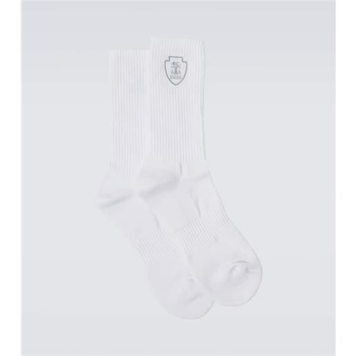 Brunello Cucinelli calzini in misto cotone con ricamo