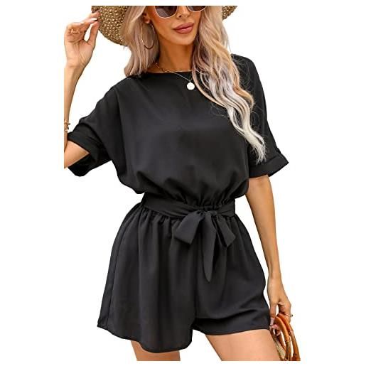 CUPSHE pagliaccetto da donna con scollo a barchetta a maniche corte tuta impero cintura pagliaccetto con ritaglio posteriore, verde, large