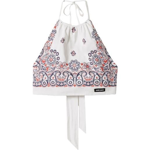 Miu Miu top corto con stampa paisley - bianco