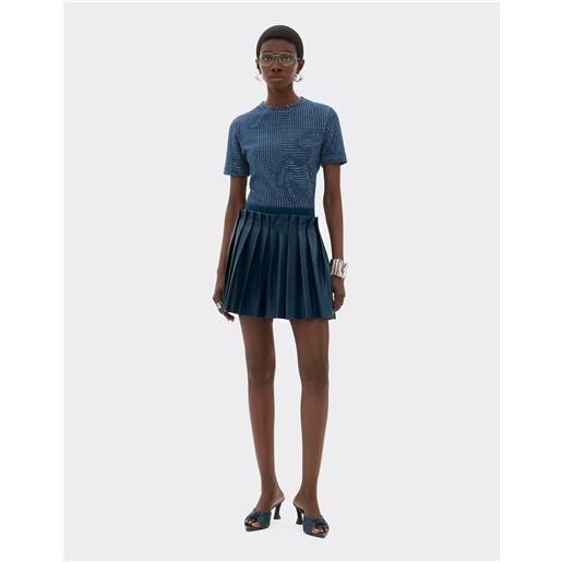 Ferrari pantalone short in nappa semilucida - female pantaloni blu pavone 38