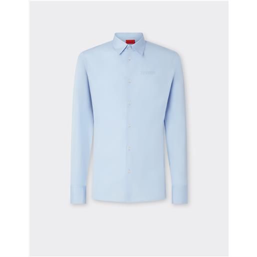 Ferrari camicia in popeline con logo Ferrari ricamato - male camicie blu acciaio