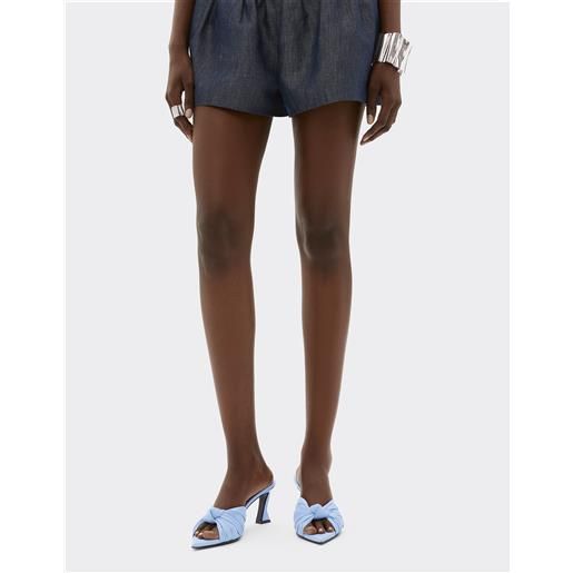 Ferrari sandalo in pelle con motivo annodato - female slipper e sandali blu acciaio 36