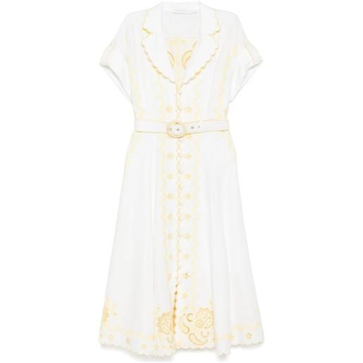ZIMMERMANN abito midi lucky con ricamo - bianco