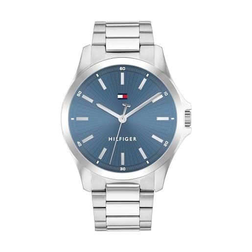 Tommy Hilfiger orologio con movimento al quarzo a tre lancette da uomo - disponibile con cinturino in acciaio inossidabile o cinturino in pelle, blue