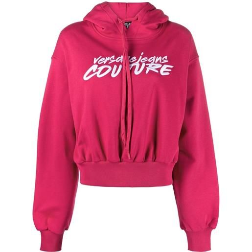 Versace Jeans Couture felpa crop con ricamo - rosa