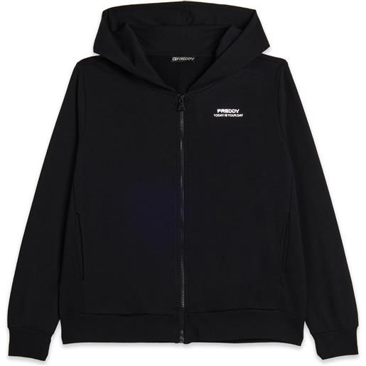 Freddy felpa comfort fit nera con zip e cappuccio in french terry