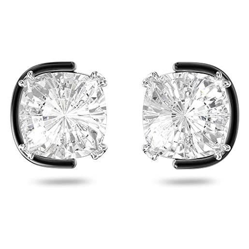 Swarovski orecchini harmonia, cristalli taglio cushion, bianco, mix di placcature