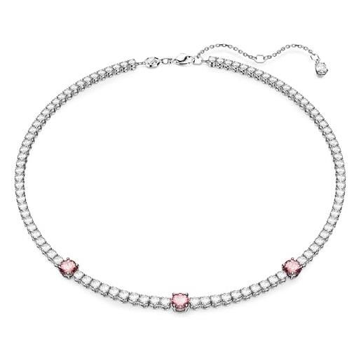 Swarovski matrix tennis collana, con zirconia Swarovski bicolore a taglio misto, placcata in tonalità rodio, rosa