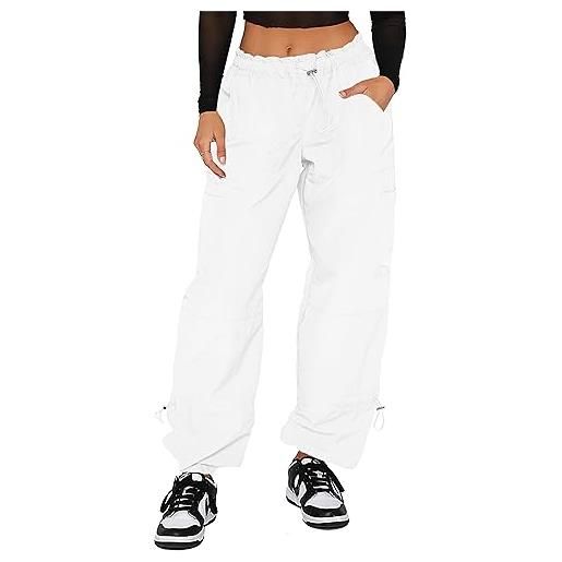 Waitfairy pantaloni cargo da donna con coulisse elastica in vita pantaloni da paracadute larghi pantaloni da donna y2k con tasche multiple, blu cobalto. , s