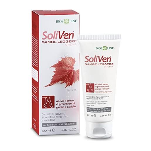 Bios line solivengambe leggere crema, crema gambe, allevia senso di pesantezza gambe e caviglie, favorsice il microcircolo, 100 ml