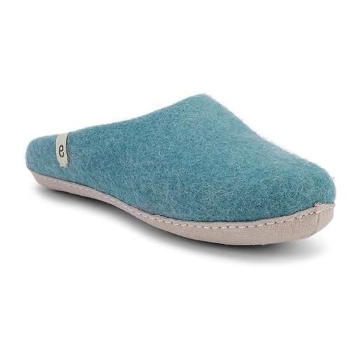 egos pantofole | pantofole da donna e uomo con lana naturale al 100% , comode scarpe da casa per l'estate e l'inverno, pantofole in feltro, blu oltremare, 40 eu