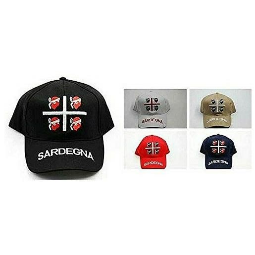 Generico berretto con visiera cappello da football sardegna 4 mori berretti ricamato (nero)