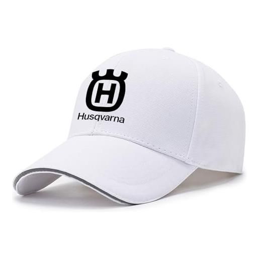 DRTBAC cappello uomo estivo h. U. S. Q. V. A. R. N. A, cappello da sole estivo unisex regolabile, cappellini con visiera unisex traspirante trucker(white)