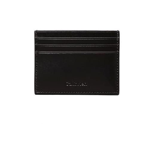 Calvin Klein 'must' mono porta carte portafoglio 6cc, premium - ck black smooth