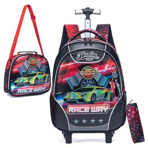 HTgroce Zaino Trolley Scuola Elementare Bambina Ragazzo Zainetto Trolley con Ruote Bambina